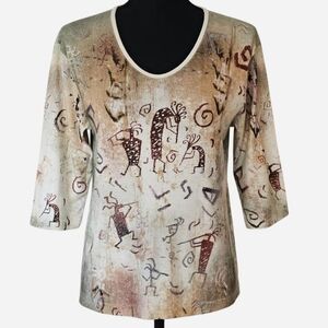 CACTUS BAY‎ Women's Size L 100% Cotton Kokopelli Print Shirt